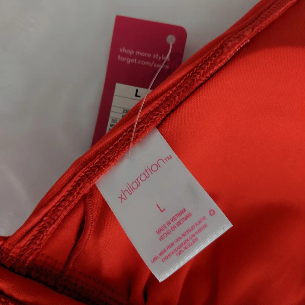 XHILARATION Ribbed Orange TieBack Bikini Top NWT L